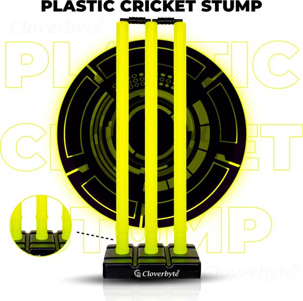 CLOVERBYTE Heavy Plastic Cricket Stumps Full Size (Green)