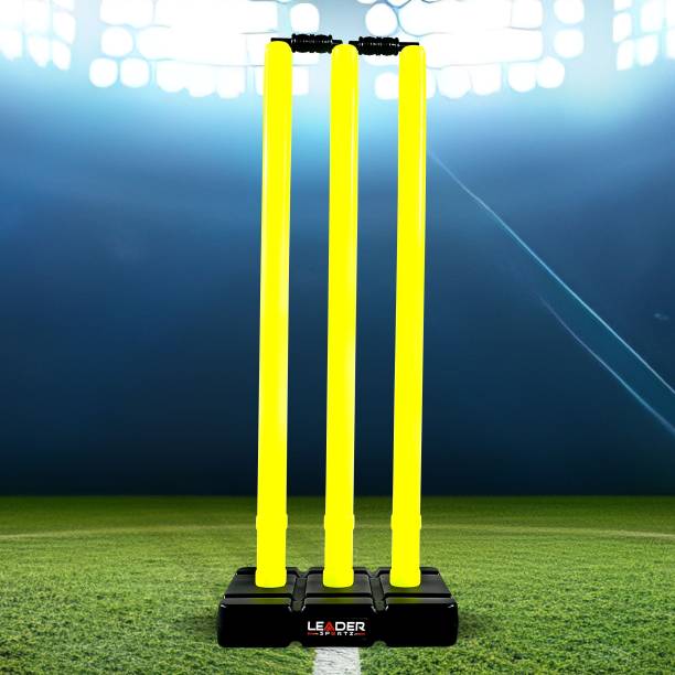 Leader Sportz Stumps with Stand Cricket Kit Plastic Wickets for Match -