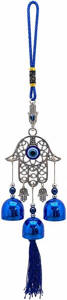 Pink City Blue Hamsa Evil Eye Wall Hanging Wind Chime Plastic Windchime