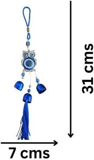 Misty Alle evil eye protection owl shaped wind chim for car and home pack of 1 Decorative Showpiece  -  6 cm