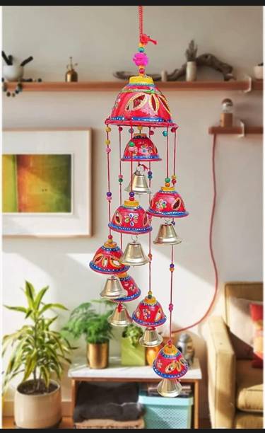 lookart Home Decor Hanging Long Bells Gifts for Loved Ones 8 Bells (RED) Paper Windchime