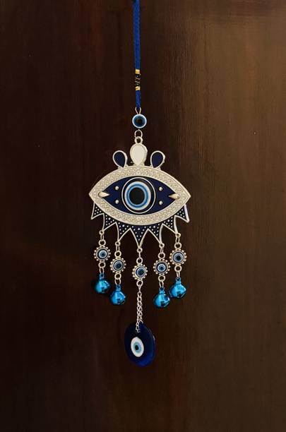 राइम Evil Eye Wall Hanging With 5 Bells For Main Door Balcony एल्युमीनियम विंड चाइम