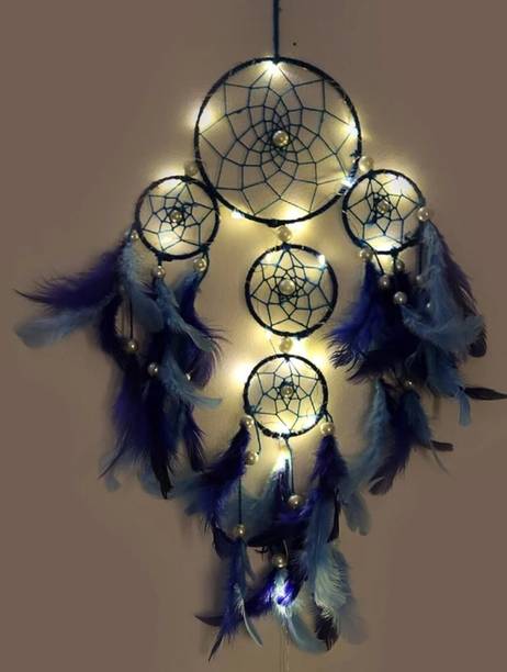 DHRUVTAR STORE Wall Hanging Handmade Wall Art for Bedrooms,office,Balcony,Outdoors,Garden Aluminium, Feather, Nylon, Plastic Dream Catcher