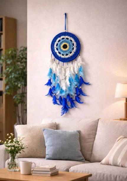Nahida Blue Feather Dreamcatcher Wall Hanging Feather Windchime