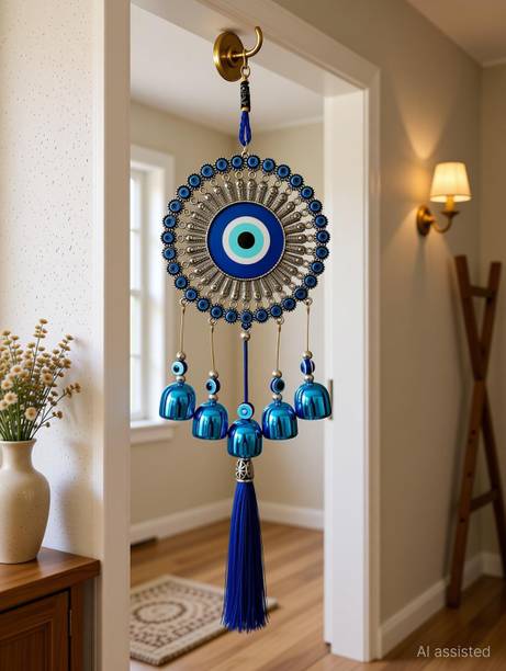 Mooz Big Evil Eye Wind Chimes For Home Copper Windchime