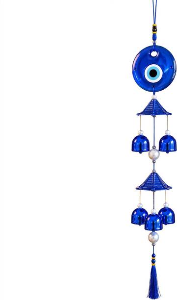 NyTraders Premium Evil Eye Wind Chime Hanging for Home Decor Plastic, Aluminium Windchime