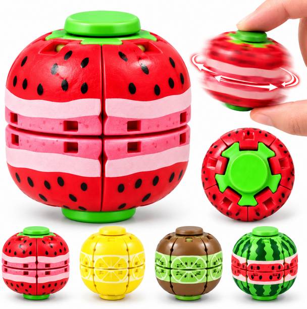 SHOPPOFOBIX Rotating Fruit Fidget Spinner Ball Press & Spin Portable Sensory Desk Toy