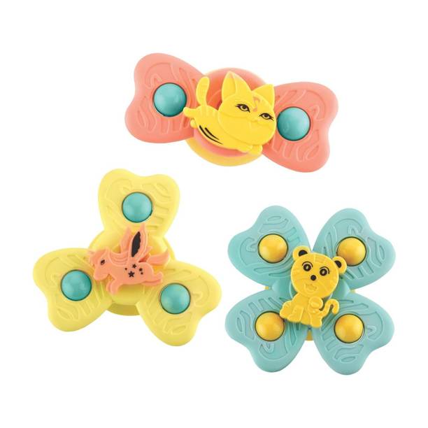 ZUNBELLA 3Pcs Suction Cup Fidget Spinner Toy for Baby Bath, Water Toys For Kids