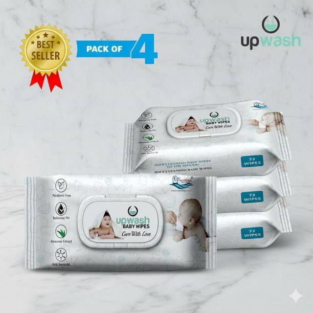 UPWASH Baby Wipes with !AloeVera Pack Of 4 (72*4 Wipes) Wipe Warmer