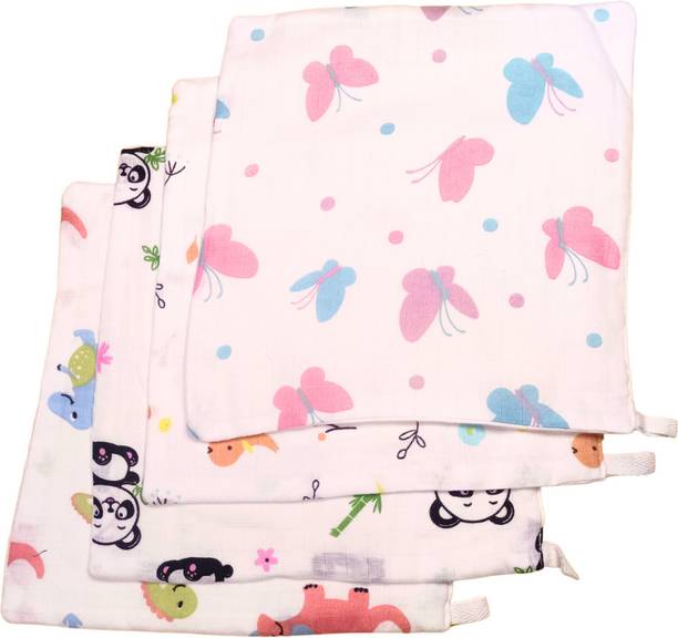 Bealuv Muslin 3layer Wash Cloth With hook Face Towel |Wipes 10*10 inch Pack of 5 Wipe Warmer