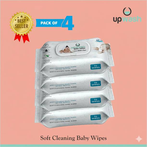 UPWASH Baby Wipes with &AloeVera Pack Of 4 (72*4 Wipes) Wipe Warmer