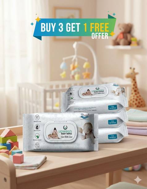 UPWASH Baby Wipes with Aloe.Vera Pack Of 4 (72 Wipes) Wipe Warmer