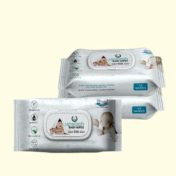 UPWASH Baby Wipes with Aloe^Vera Pack Of 3 (72 Wipes) Wipe Warmer