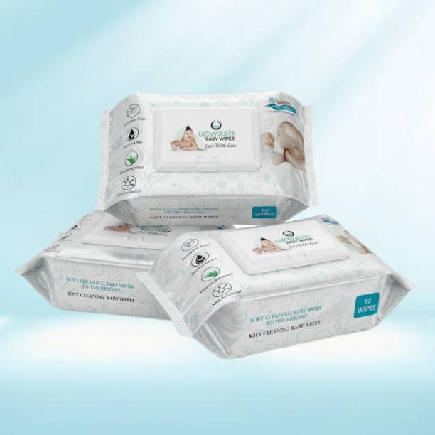 UPWASH Baby Wipes with AloeVera Pack Of 3 (72 Wipes)1 Wipe Warmer