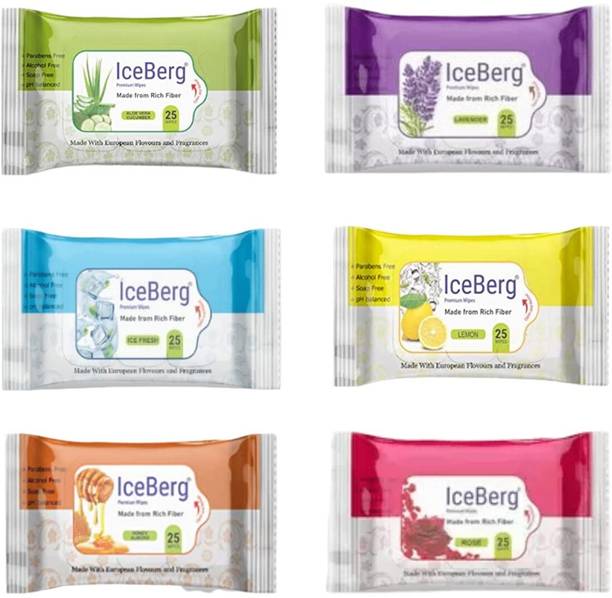 chestasales ICE BERG Soft Wet Wipes Flowers and Fragrances 25 WIPES IN 1 PACK Wipe Warmer