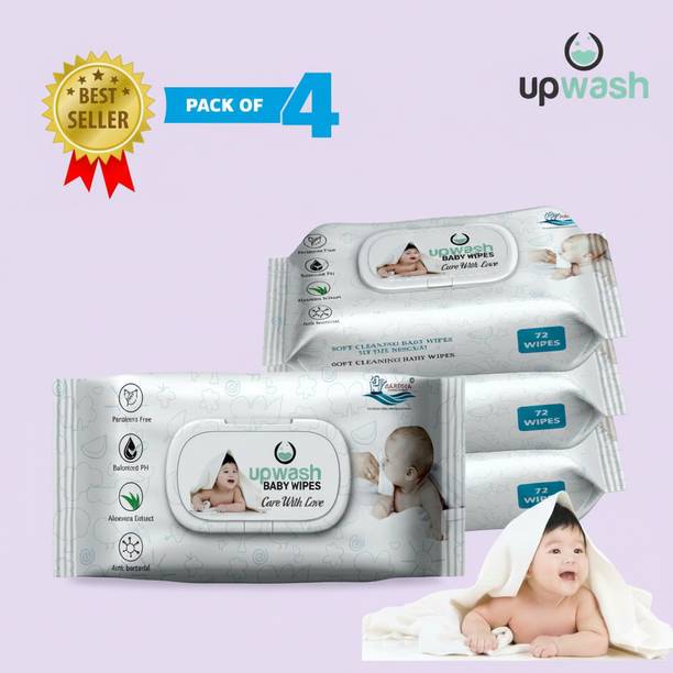 UPWASH Baby Wipes with *AloeVera Pack Of 4 (72*4 Wipes) Wipe Warmer