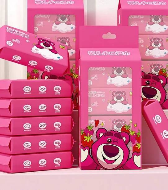 CHOVATIYA'S Cute Cartoon Pink Pocket Tissues | Soft & Gentle Facial & Hand Cleaning Wipes Wipe Warmer