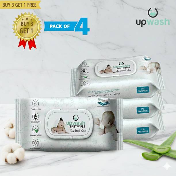 UPWASH Baby Wipes with ^AloeVera Pack Of 4 (72*4 Wipes) Wipe Warmer