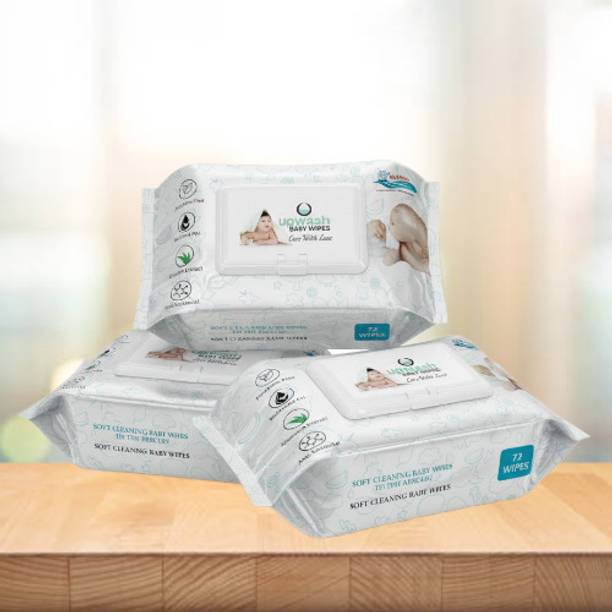 UPWASH Baby Wipes with Aloe%Vera Pack Of 3 (72 Wipes) Wipe Warmer