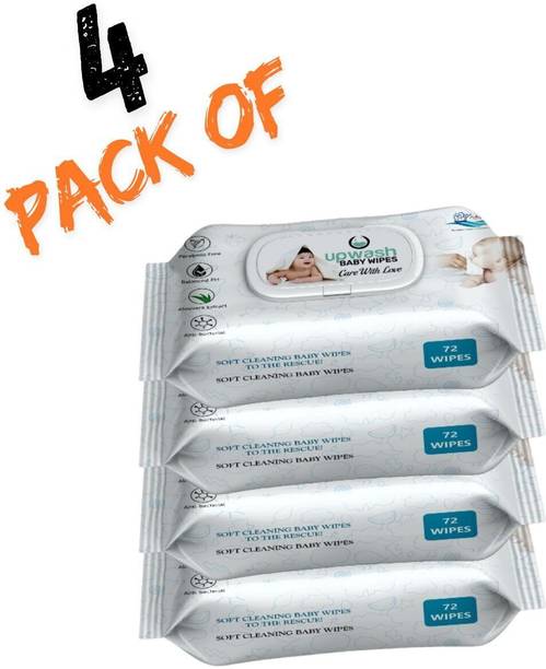 UPWASH BEST Baby Wipes with AloeVera Pack Of 4 (72*4 Wipes) Wipe Warmer