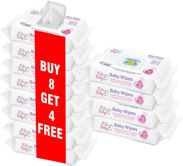 Fabie Baby SkinSoft Baby Wipes 864 Wipes (Pack of 12)