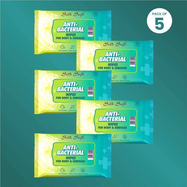 Silk Soft Antibacterial wipes 10 pulls PACK OF 5