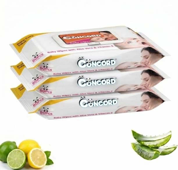 A.K. CONCORD Concord | Baby Wipes 240 Sheets pack of 3 | With Lid |