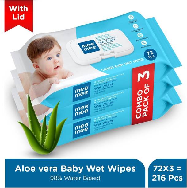 MeeMee wet wipes with lid pack of 3 72 count each