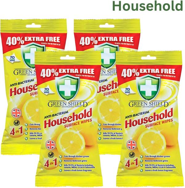 green shield Effective Anti-Bacterial Surface Wipes Pack