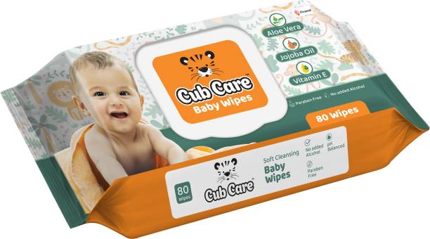 Cub Care Baby Wipes with Aloe Vera, Jojoba Oil, Vitamin E, Paraben Free