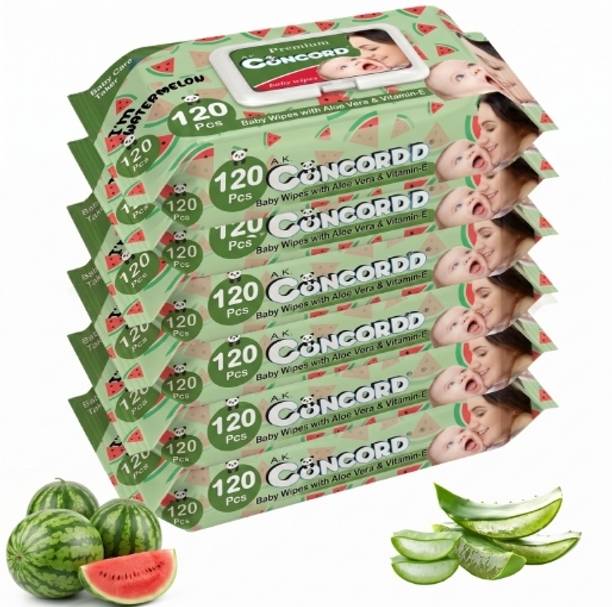 A.K. CONCORD Concord | Baby Wipes 720 Sheets pack of 6 | With Lid | Watermelon