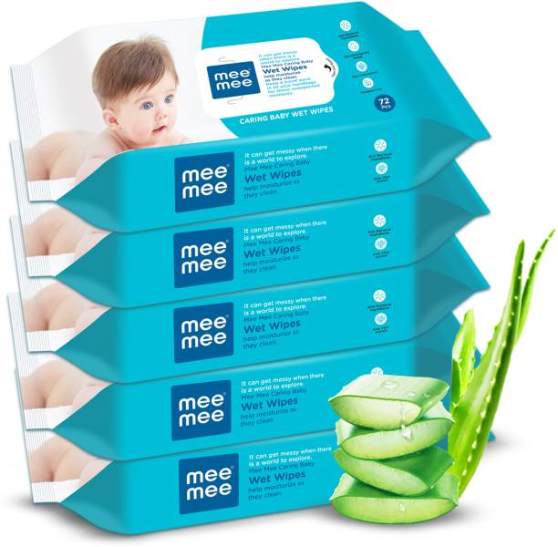 MeeMee Anti Bacterial Caring Baby Wet Wipes with Aloe Vera (72 pcs x 5 pack)