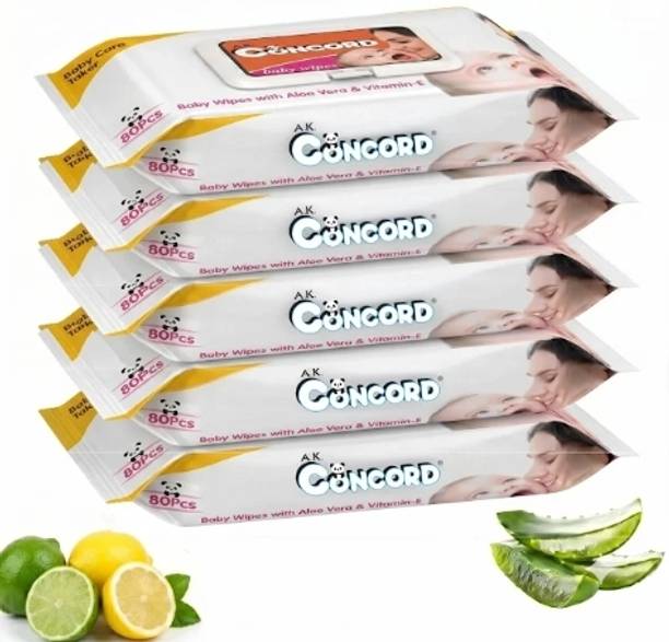 A.K. CONCORD Concord | Baby Wipes 400 Sheets pack of 5 | With Lid |