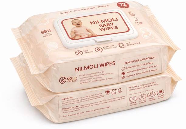NILMOLI Baby Wet Wipes with Calendula & Vitamin E, Alcohol Free, 144 Wipes ✅