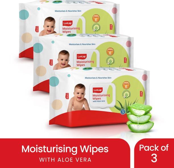 LuvLap Paraben Free wipes for baby with Aloe Vera, 72 wipes/pack with Lid