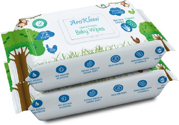 ARO KLEEN Baby Wipes With Aloe Vera And Vitamin E (Pack of 3), Dermatologically Tested