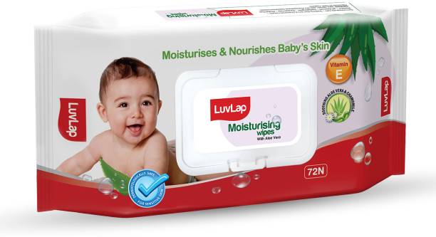 LuvLap Paraben Free wipes for baby with Aloe Vera, 72 wipes/pack with Lid