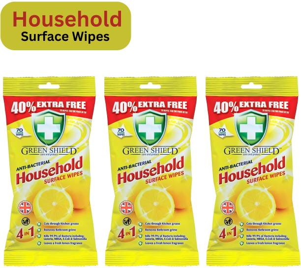 green shield Surface Household 70 Wipes 40% Extra Free Pack