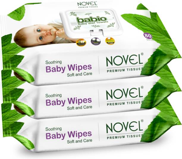 NOVEL Baby Wipes 80 Sheets pack of 3/with Lid
