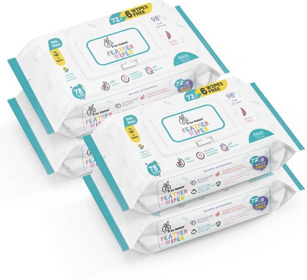 R for Rabbit Aqua Baby Wipes Water Based With Lid 4 Pack x 78