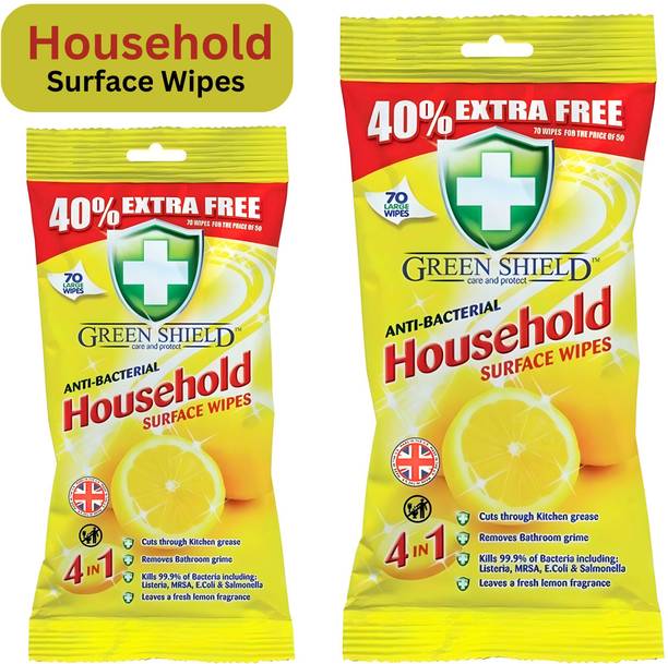 green shield Surface Household 70 Wipes 40% Extra Free Pack