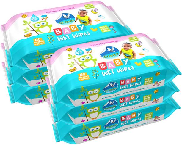 GLIDER Baby Wipes | Soft & Gentle Cleansing Wipes | Aloe Vera & Vitamin E ( Pack of 6