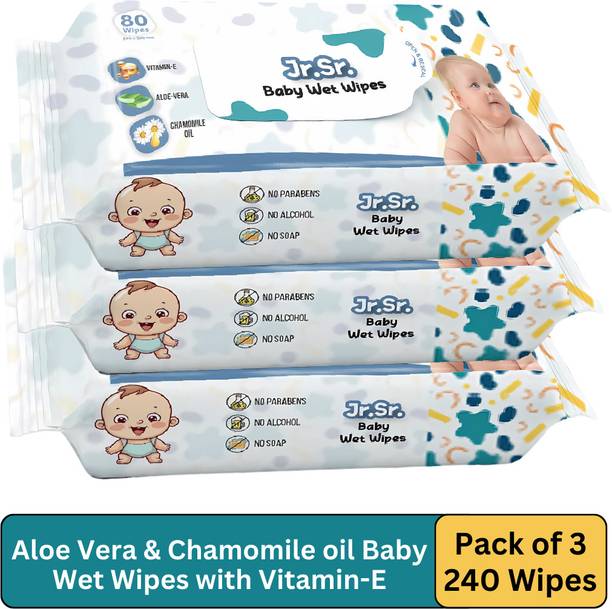Jr. Sr. Baby Wipes with Aloe Vera, Vitamin E & Chamomile Oil | Pack of 3