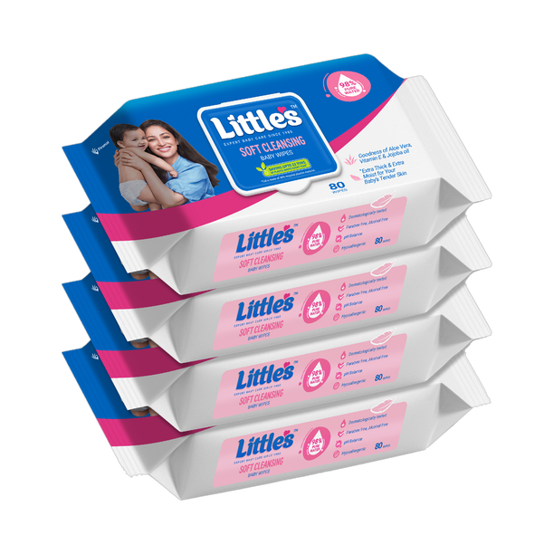 Little's Soft Cleansing Baby Wipes with Aloe Vera, Jojoba Oil and Vitamin E, Lid Pack