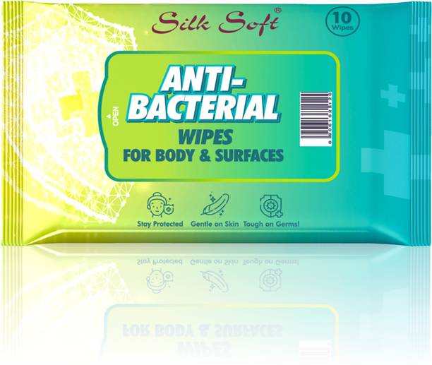Silk Soft Antibacterial wipes 10 pulls PACK OF 8