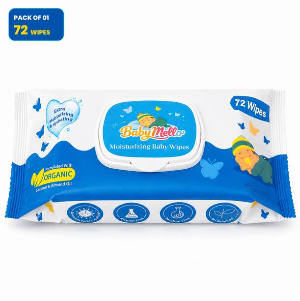 Baby Mello Baby Wet Wipes | Soft & Moisturizing Wet for Wipes Baby - Pack of 1 (72 Wipes)