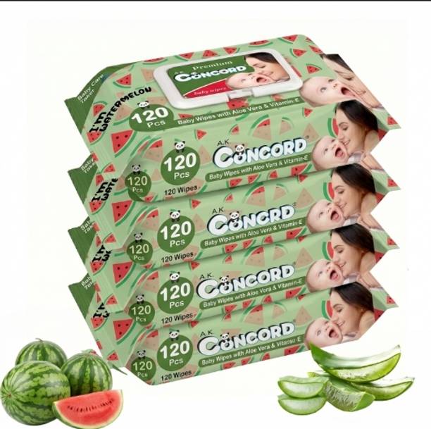 A.K. CONCORD Concord | Baby Wipes 480 Sheets pack of 4 | With Lid | Watermelon