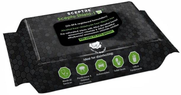 SCEPTO SHIELD 1W 1x30 Disinfectant wet Wipes Multi-Purpose Travel Friendly
