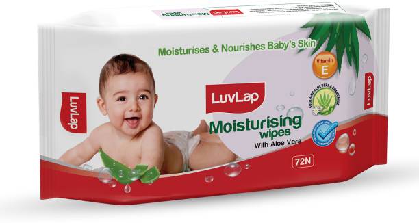 LuvLap Paraben Free wipes for baby with Aloe Vera, Fragrance Free, 72 wipes/pack