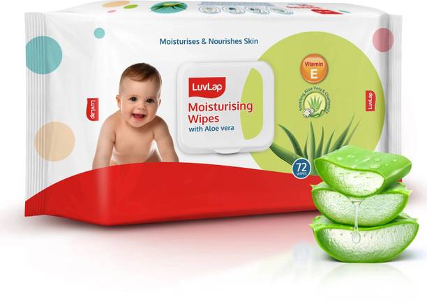 LuvLap Paraben Free wipes for baby with Aloe Vera, 72 wipes/pack with Lid